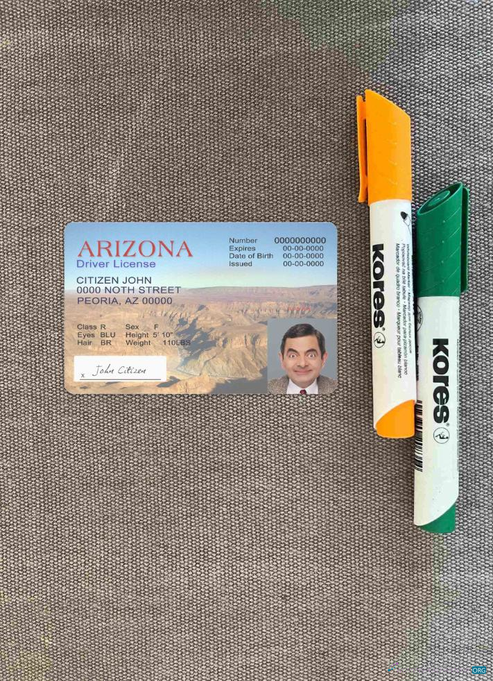 Download USA Arizona driving license version 2 photolook FRONT Photoshop template